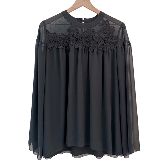 MARCHESA ROSE / Lace Shoulder Blouse / Black / Medium - Picture 3 of 9